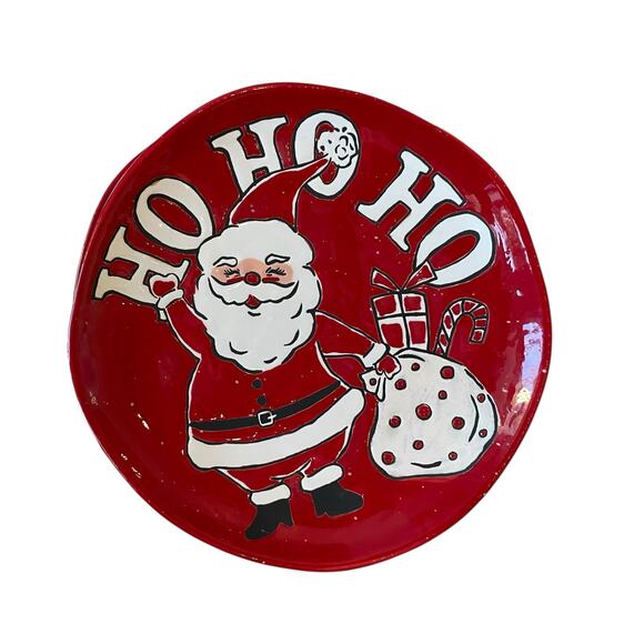 Spectrum Designz Christmas SANTA Plates 8.5in Ceramic Set of 5 HO HO HO New - Picture 5 of 6